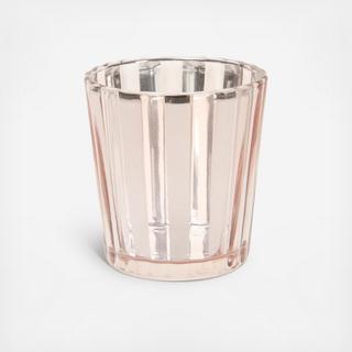 Rose Gold Striped Glass Votive, Set of 12