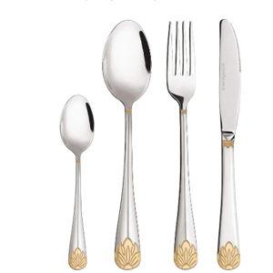 Silverware Set Limited Edition – 24 Piece Dinnerware Set – Flatware Set for 6 – Silver Tableware Set w/Gold Accents – Great for Family Gatherings & Daily Use – Spoons, Knives, Teaspoons, Forks