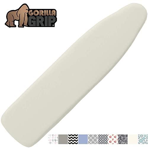 Gorilla Grip Reflective Silicone Ironing Board Cover, 15x54, Fits Large and Standard Boards, Pads Resist Scorching and Staining, Elastic Edge, Thick Padding, No Fasteners Needed, Linen