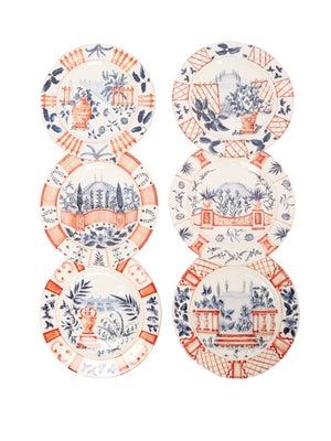 LABORATORIO PARAVICINI Italian Views Dinner Plate, Set of 6