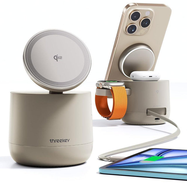 MFI Certified by Apple, 4 in 1 Magsafe Wireless Charging Station, Qi2 15W Magsafe Charger for iPhone 17/16/15/14/13/12 Series, iWatch, Airpods, iPad, 65W Charger Included