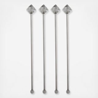 Old Hollywood Glass Cocktail Stirrer, Set of 4