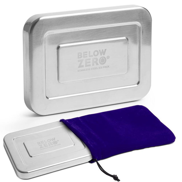 Below Zero Deluxe Stainless Steel Cooling Pack - Durable Ice Pack Lasts 48 Hours, Ice Pack for Bento, Lunch Bags, Coolers, Picnics, Camping, Beachgoers, Sporting Events - Longest Lasting (3 Pack)