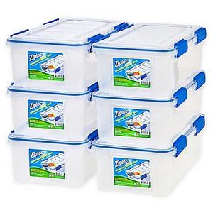 Iris USA - Ziploc® WeatherShield 16 qt. Storage Boxes in Clear (Set of 6)