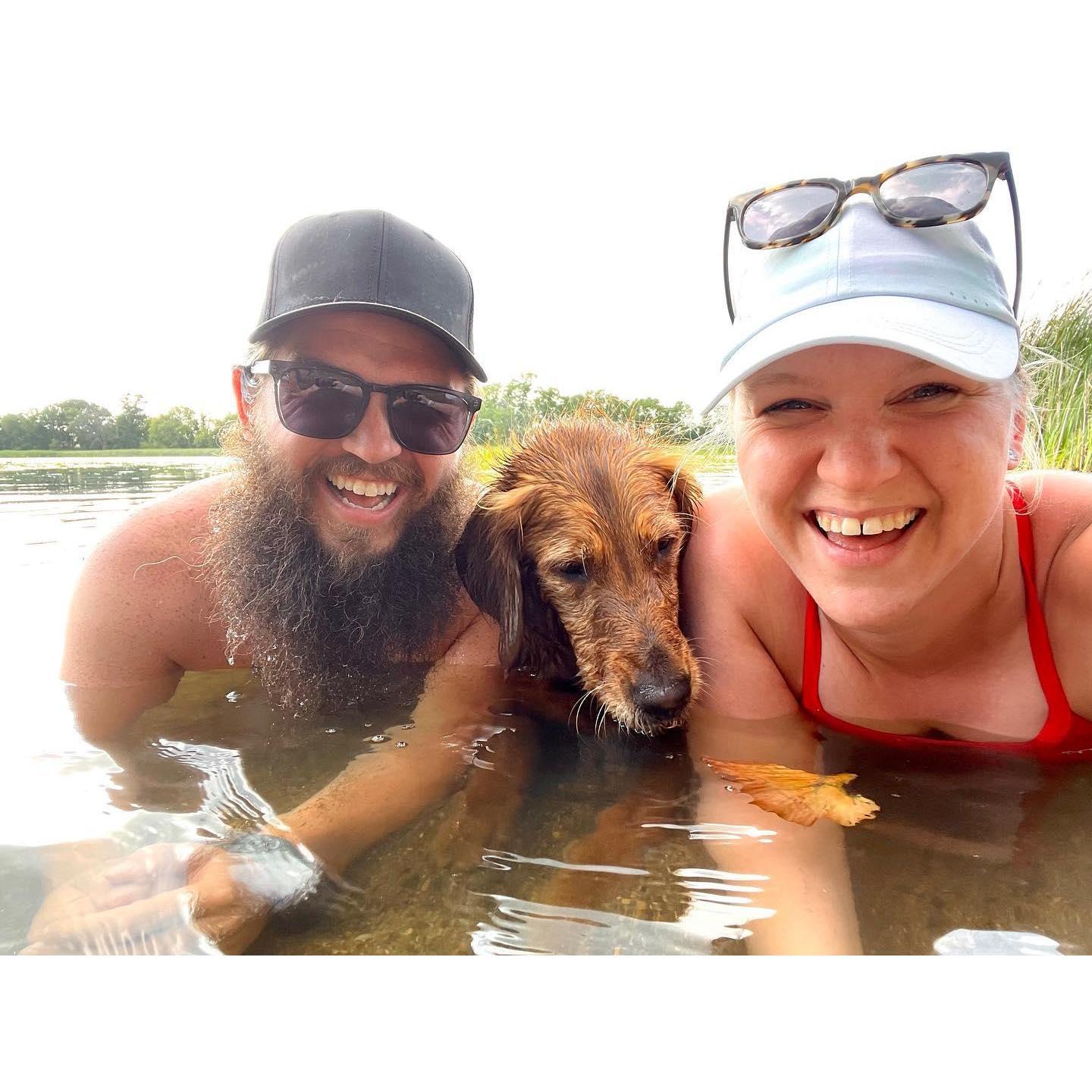 Playing in the lake with Rory