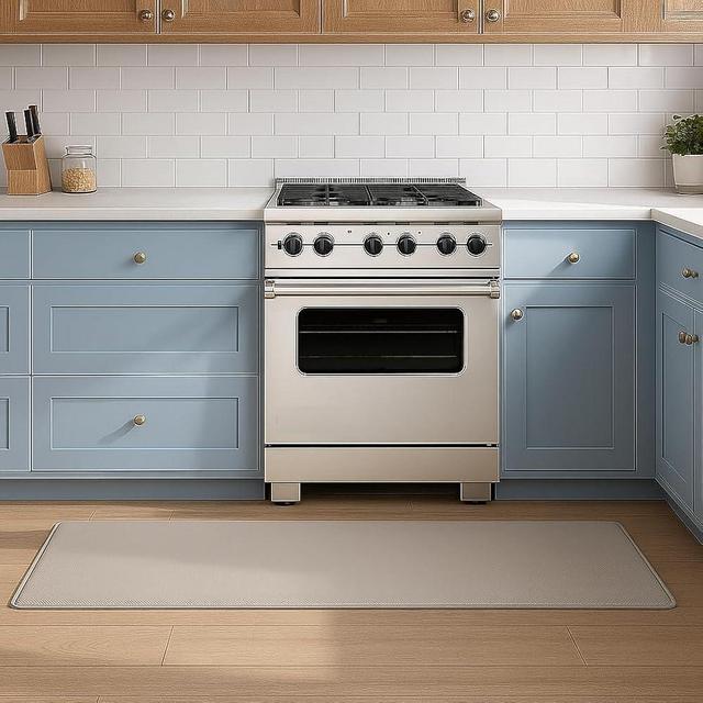 Kitchen Mats for Floor Kitchen Rugs, Cushioned Anti-Fatigue Waterproof Non-Slip Kitchen Mats Set, Ergonomic Comfort Standing Mat for Kitchen, Floor, Home, Office, Beige 17.3"x71"