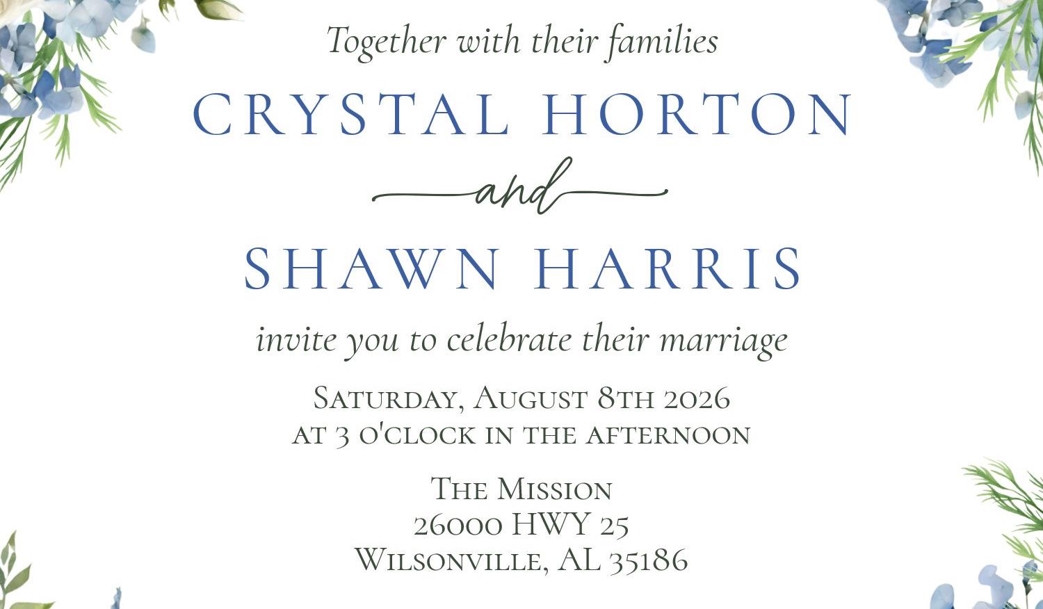 The Wedding Website of Crystal Horton and Shawn Harris
