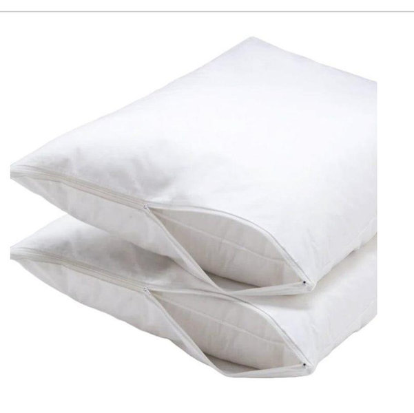 PREMIUS 2-Pack Bed Pillow Protector Encasement Cover with Zipper, White