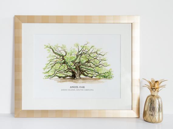 Angel Oak Tree - Charleston, South Carolina - Watercolor Painting - Johns Island, South Carolina - Bohicket - Kiawah - Seabrook