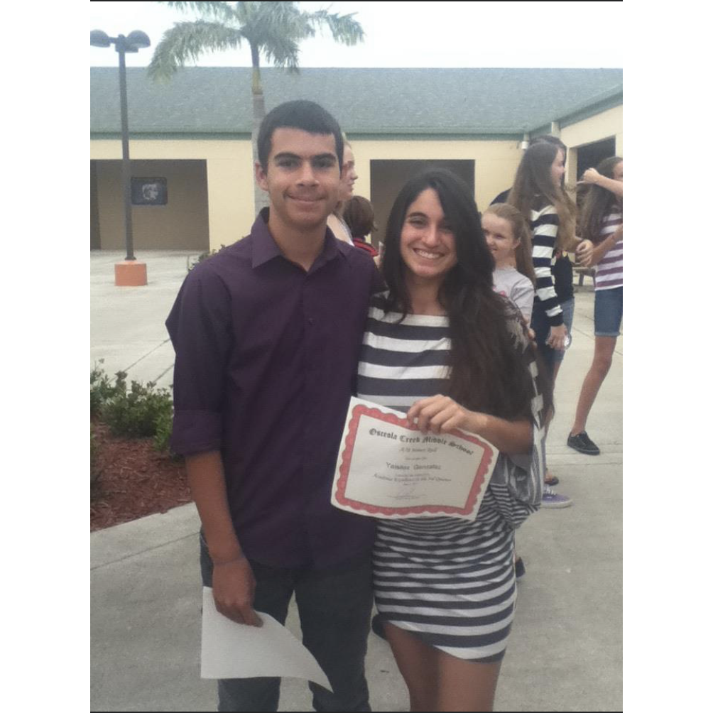 Our first picture together, moving on to eight grade :)