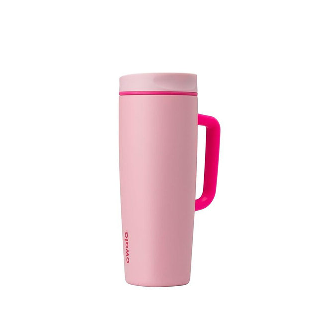 Owala SmoothSip Slider Stainless Steel Insulated Travel Mug with handle, 100% Leak Proof, For Hot and Cold Drinks, Travel Friendly with Sliding Lock Lid, 24 oz, BPA Free, Leak Proof, Pucker Up