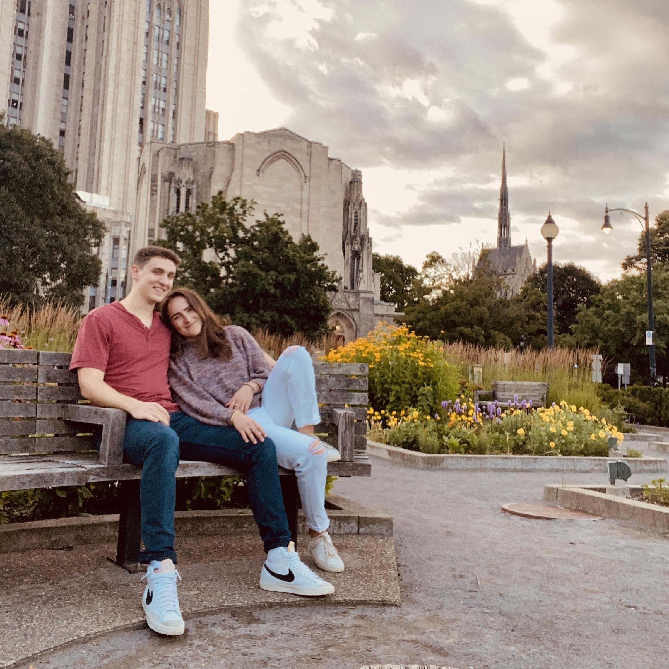 Dani and Matt's favorite part of the city is Oakland! You can see Heinz Chapel in the background which is where they will be getting married.