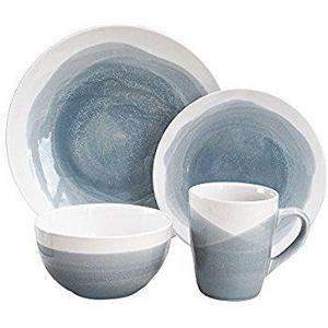American Atelier 6702-16-RB Oasis Dinnerware Set (16 Piece), Gray/Blue