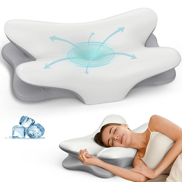 Cervical Neck Pillow for Pain Relief - Ergonomic Memory Foam Pillow for Sleeping, Contour Side Sleeper Pillow for Neck Support, Cooling Orthopedic Pillow Bed Pillow for Side Back Stomach Sleepers