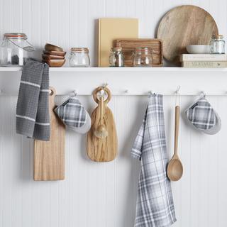 Roman Plaid 4-Piece Kitchen Towel & Mini Oven Mitt Set