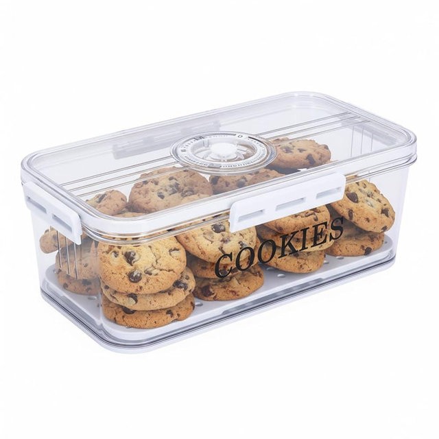 Duimbok Cookie Jar with Airtight Lid,Bread Box for Kitchen Countertop,Time Recording Bread Storage Container, BPA-Free Plastic Containers for Cookies, Homemade Bread, Toast, Bagel, Donut