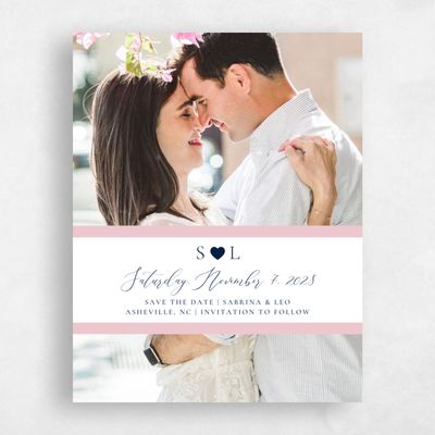 Pink Typography Wedding Save the Date - Hartwell Monogram