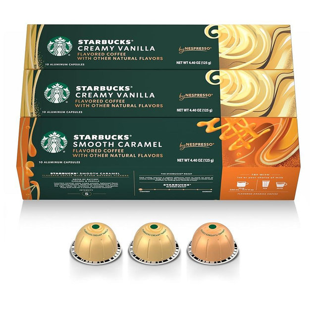 Starbucks by Nespresso Flavored Variety Pack Coffee, 30-count Coffee Pods, Brews 7.8 oz.