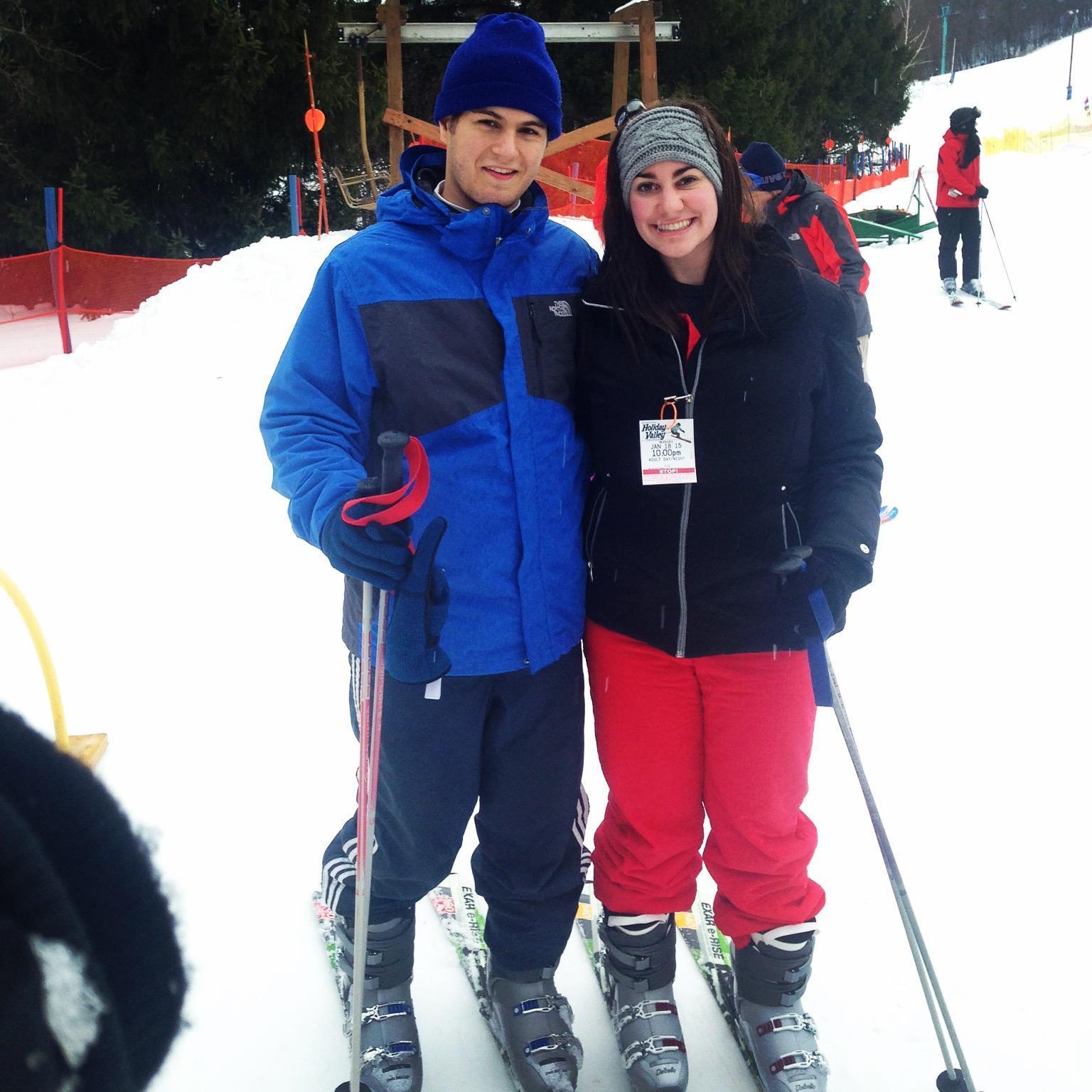 Brandon teaching Allison to ski for the first time in New York!