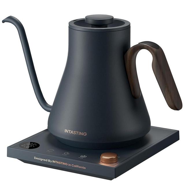 Electric Kettles, INTASTING Gooseneck Electric Kettle, ±1℉ Temperature Control, Stainless Steel Inner, Quick Heating, for Pour Over Coffee, Brew Tea, Boil Hot Water, 0.9L (Navy Blue)