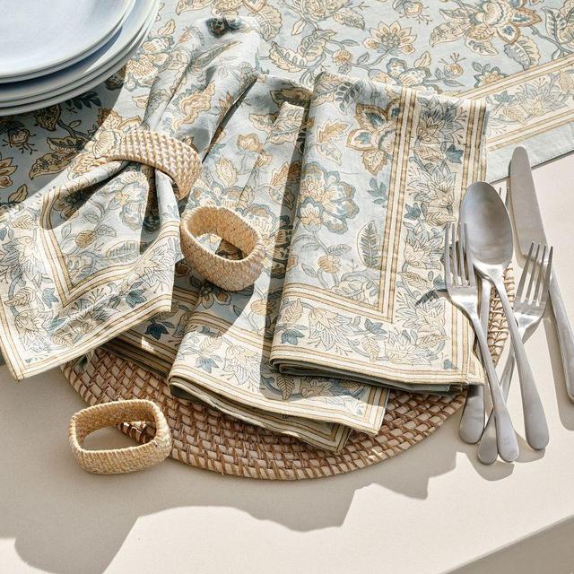 Brooke Block Print Cotton Napkins, Set of 4 - Blue Multi