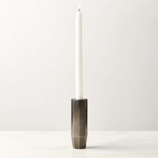 Celestine Blackened Brass Taper Candle Holder 6" by goop