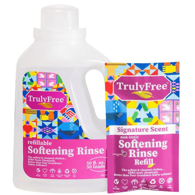 Truly Free TF Scented Rinse SR| Safe for Babies & Kids with Sensitive Skin | Plant-Based | Include 1 Refillable 50oz Bottle with Measuring Cap| Signature Wash Scented (50 Loads)