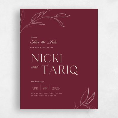 Wine, Red Wedding Save the Date - Finch Portrait