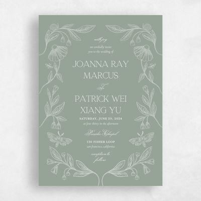 Sage, Green Wedding Invitation - Gaspard Portrait