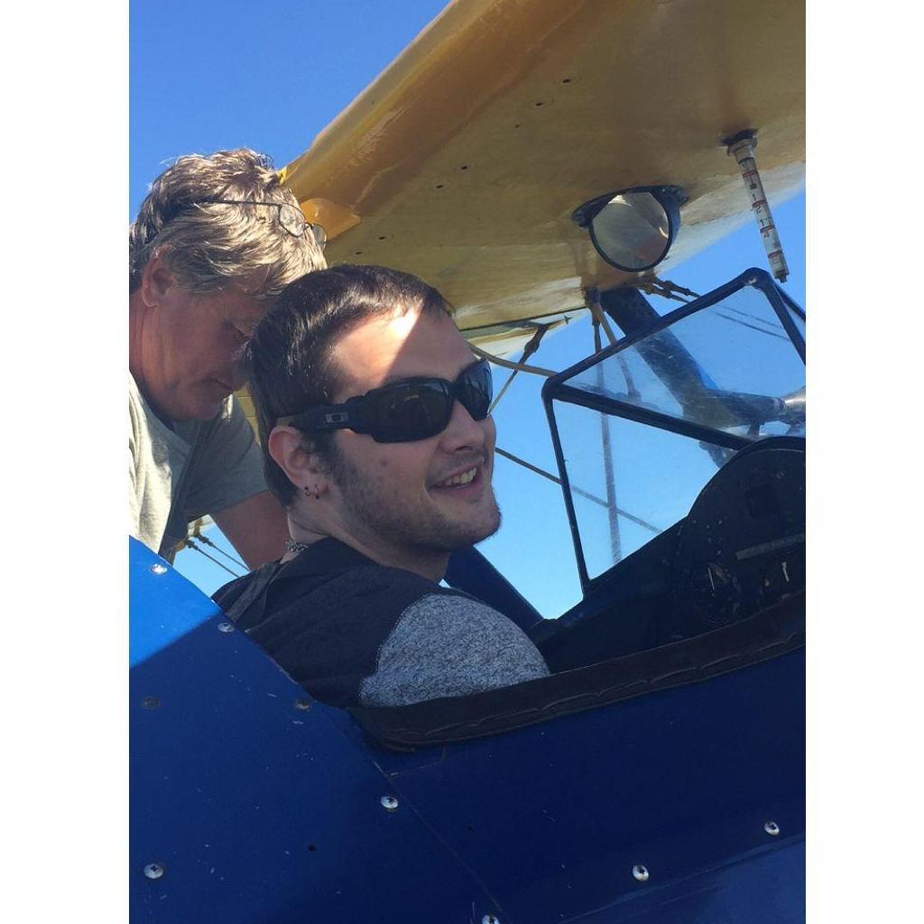 Flying high at the Limbach pig roast! He might not look it, but he was terrified!
