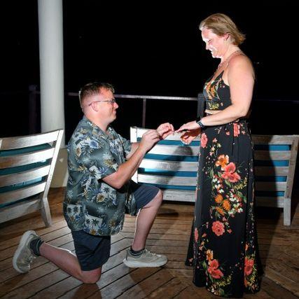 Little did Amanda know but that afternoon Brian was finalizing all the details for this night. He had them reserve this end of the pier and even had them bring a plate of desserts.