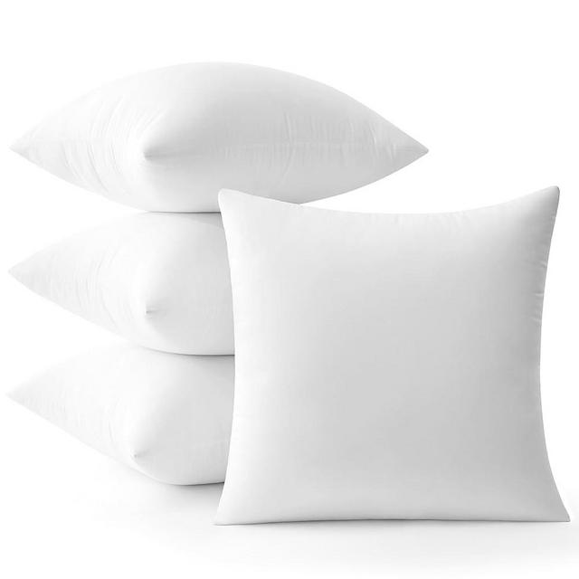 MIULEE Throw Pillows Inserts, Pack of 4 18x18 Inch 100% Virgin Fiber Filling Bed Couch Pillows