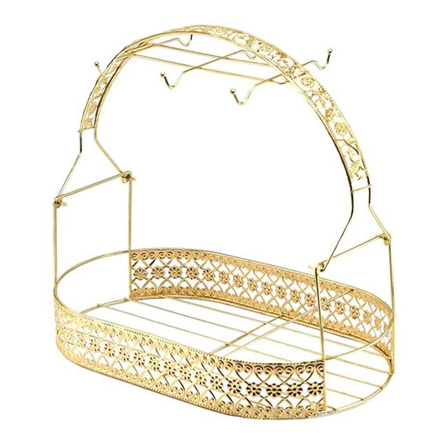 Mug Holder Coffee Mug Rack Coffee Cup Holder Stand Dishes Organizer Wrought Iron Mug Drainer Storage Drying Rack for Counter Cabinet Table Kitchen Restaurant Office (Gold A)