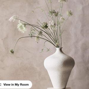 Amphore Small Cream Ceramic Plaster Vase 13" + Reviews | Crate & Barrel