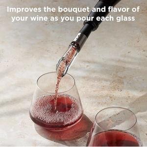 Rabbit W6127 Wine Aerator and Pourer, Clear and Stainless Steel Design, Easy to Use for Enhancing Wine Flavor and Smooth Pouring