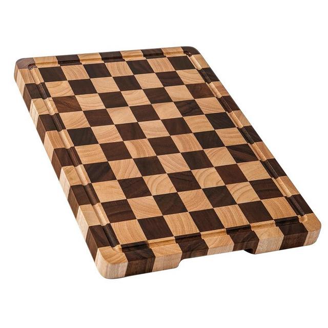 THETCHRY Cutting Boards for Kitchen, Checkered Cutting Board Upgraded, Acacia Wood Chopping Board with Juice Grooves & Handles, Large Butcher Block Serving Tray with Gift Box, 17" x 12" x 0.8"