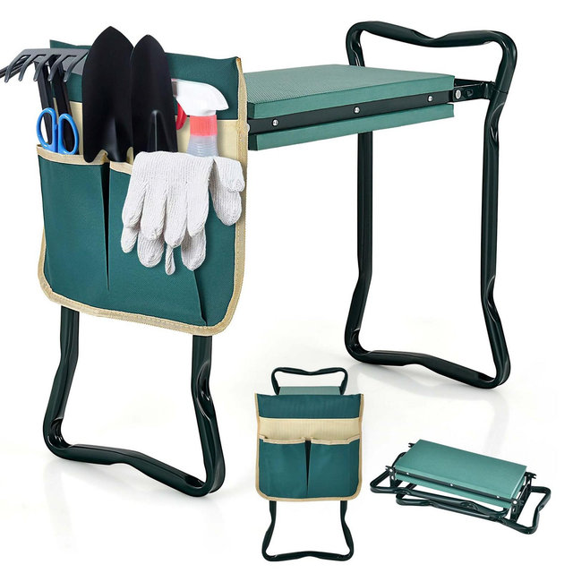 Costway Folding Sturdy Garden Kneeler Gardener Kneeling Pad & Cushion Seat Knee Pad Seat