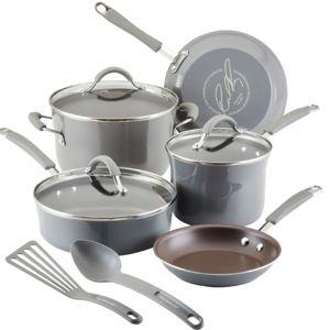 10-Piece Cucina Nonstick Cookware Set - Sea Salt Gray