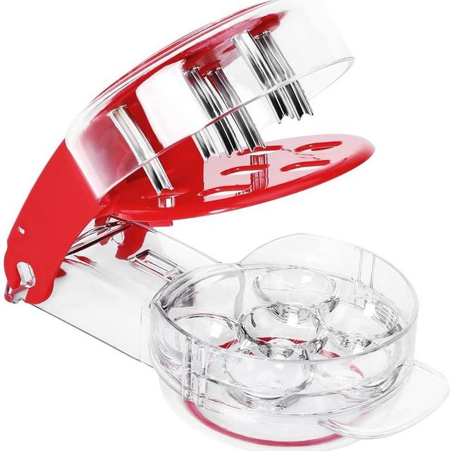 Cherry Pitter, XSCQ Cherry Pitter Tool Corer Stainless Steel with Lock Design, Saving time and Enjoy Cherry Jam(Anti-juice Splash)-Red