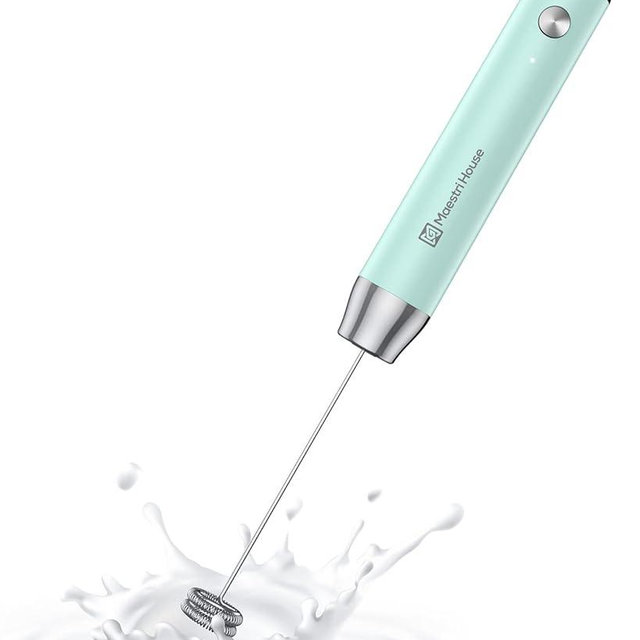 Maestri House Rechargeable Milk Frother, Handheld Electric Foam Maker Waterproof Detachable Stainless Steel Whisk Drink Mixer Foamer for Lattes, Cappuccino, No Stand