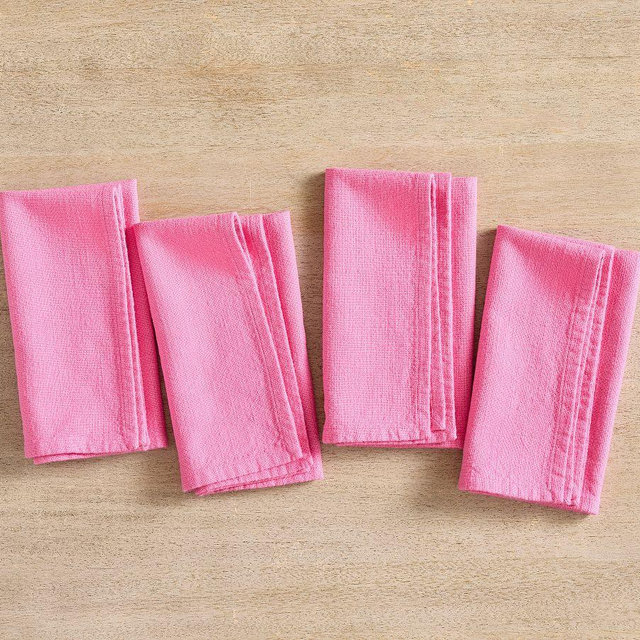 Organic Cotton Casual Napkins, Set of 4 - Pink Tulip