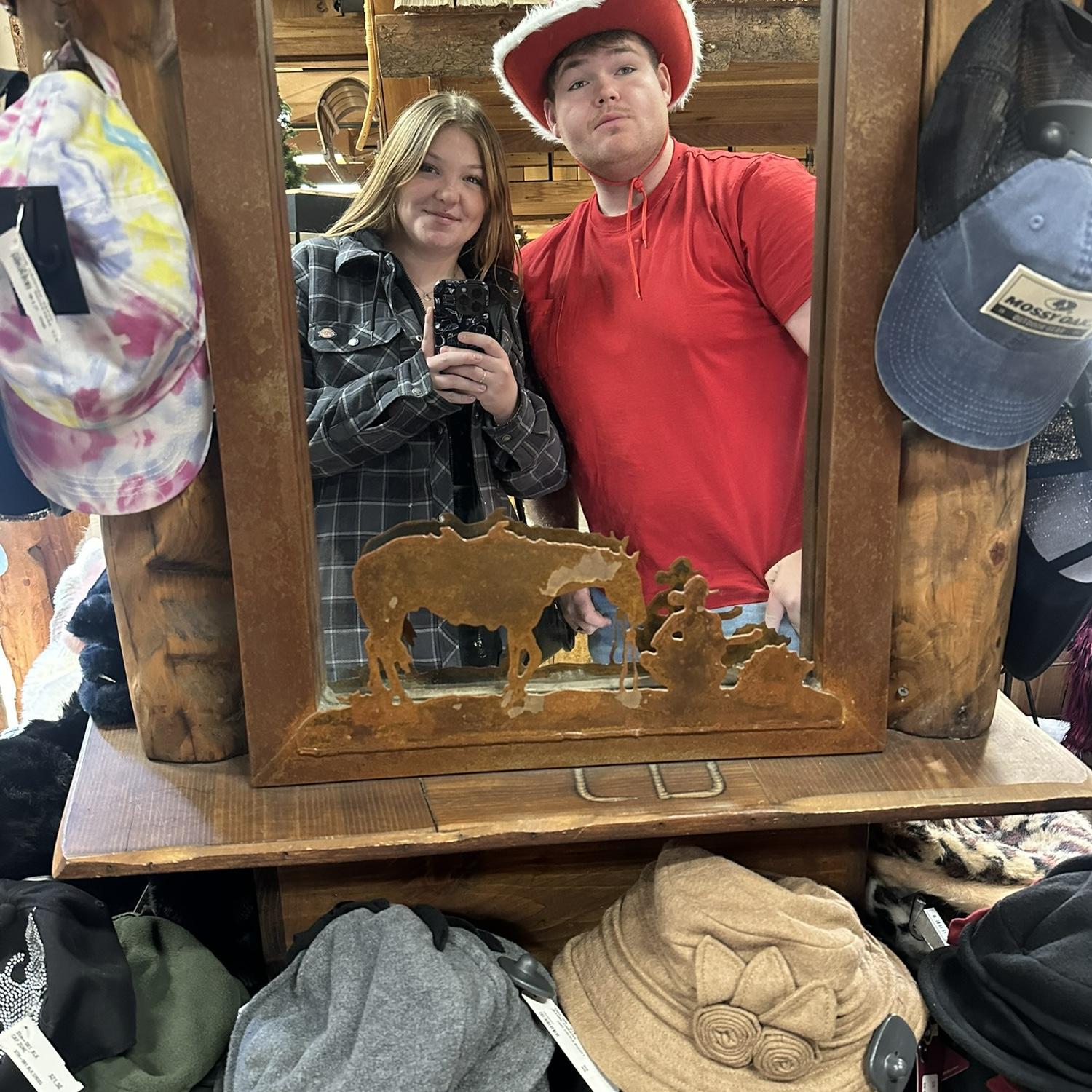 This photo we took in a store in Big Bear
where Eben found a Santa Cowboy Hat. Hours later we were engaged!