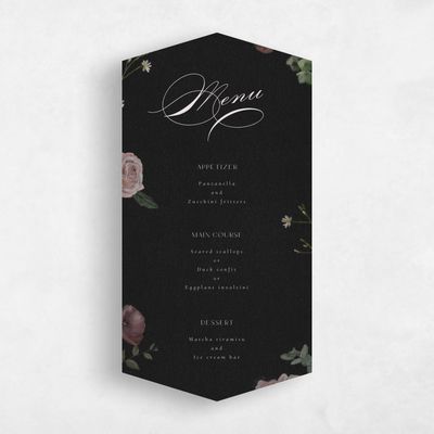 Black Diamond Wedding Menu - Bourgeon