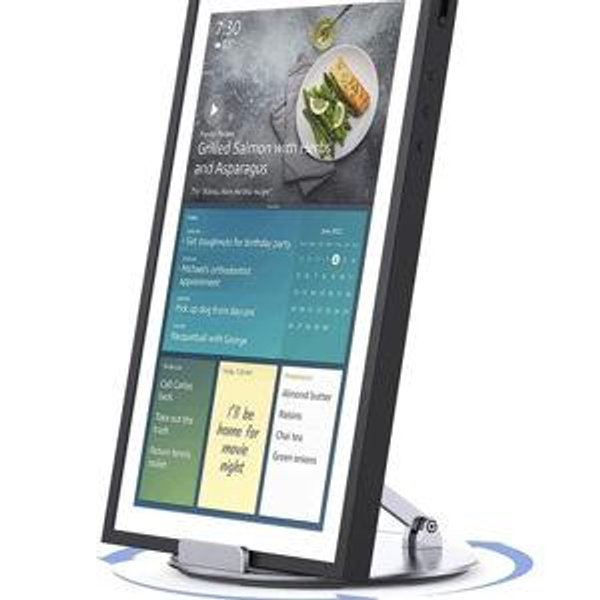 Almoz Swivel and Tilt Stand for Echo Show 15, Aluminum Stand for Show 15.6" Smart Display and Up to 18" iPad/Tablets, with 360 Degree Rotating Base, Viewing Angle Adjustable, No Need Mounting