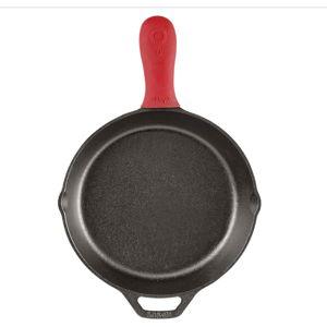 Lodge Silicone Hot Handle Holder - Dishwasher Safe Hot Handle Holder Designed for Lodge Cast Iron Skillets 9 Inches+ w/Keyhole Handle - Reusable Heat Protection Up to 500° - Red