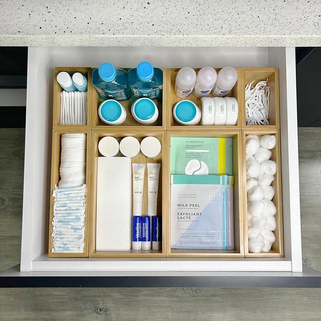 MariaMMDI Bamboo Drawer Organizer I 8 Pcs Of Premium Bamboo Drawer Organizer For Bathroom Organizing or Kitchen Organizing I Multiple Uses For Your House Organization