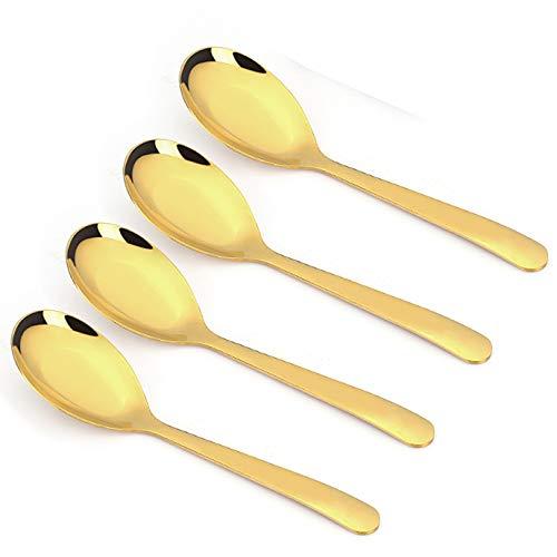 Choary Thick Heavy-weight Soup Spoons, Stainless Steel Soup Spoons, Table Spoons, Set of 4 (gold)
