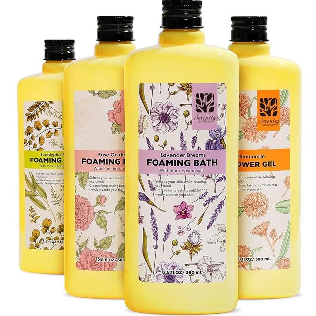 Bubble Bath for Women Adults, Scented Bubble Bath Gift Set for Women, 51.2 fl oz (Pack of 4), with Shower Gel, Ladies Foaming Bath Variety, Mother's Day Gift for Mom