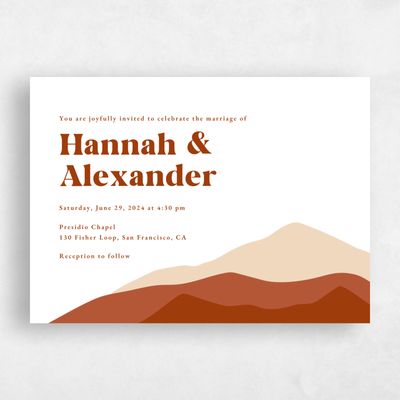 Dark Rust, Orange Wedding Invitation - Langdon Landscape