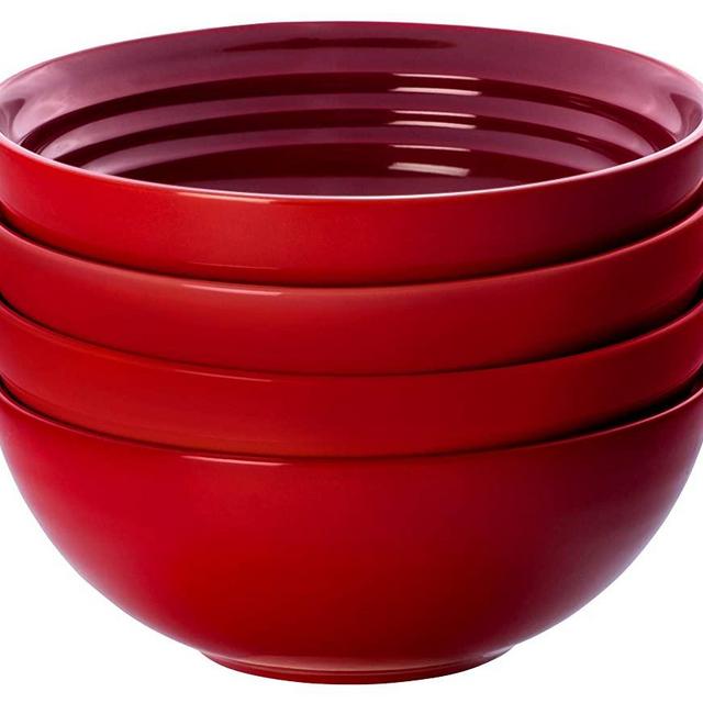 Le Creuset Stoneware Set of 4 Soup Bowls, 22 oz. (6.25") each, Cerise